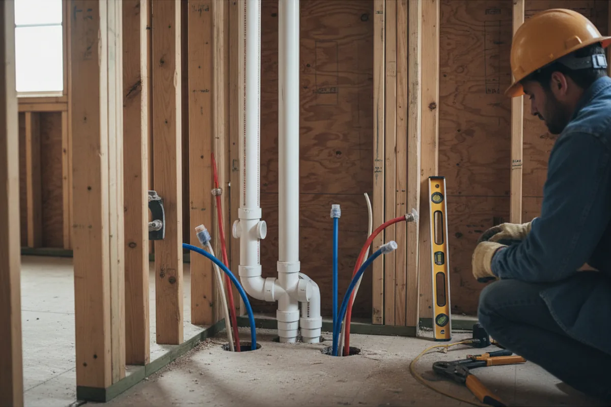 Drain and supply rough-in during Leak Detection in High Ridge